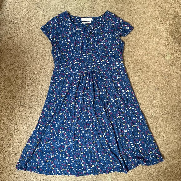 Seasalt Cornwall Blue Floral A-Line Dress | UK 12 (Fits US 8–10) - Picture 1 of 5